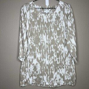 J. Jill Pure Jill Women's Tan & White 3/4 Sleeve Pullover Tee Shirt Top XS